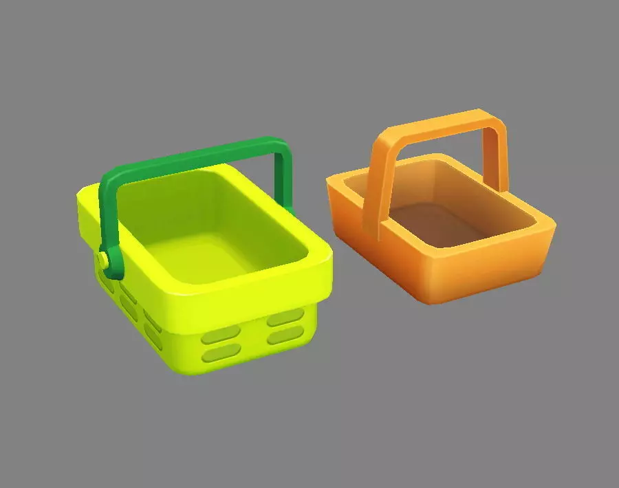 Cartoon vegetable basket - shopping basket - Carrying basket Low-poly 3D model