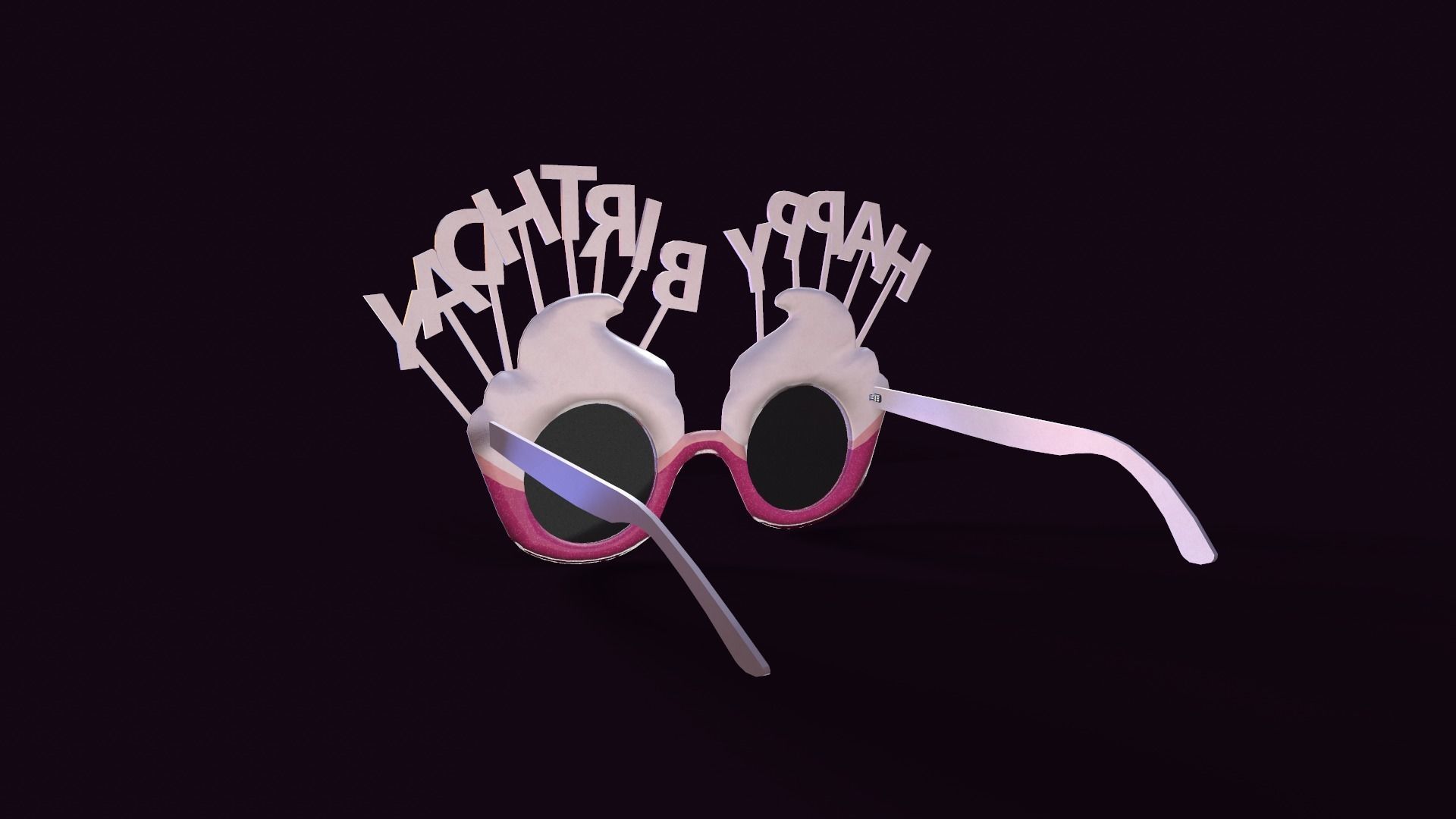 happy birthday sunglasses Low-poly 3D model_6