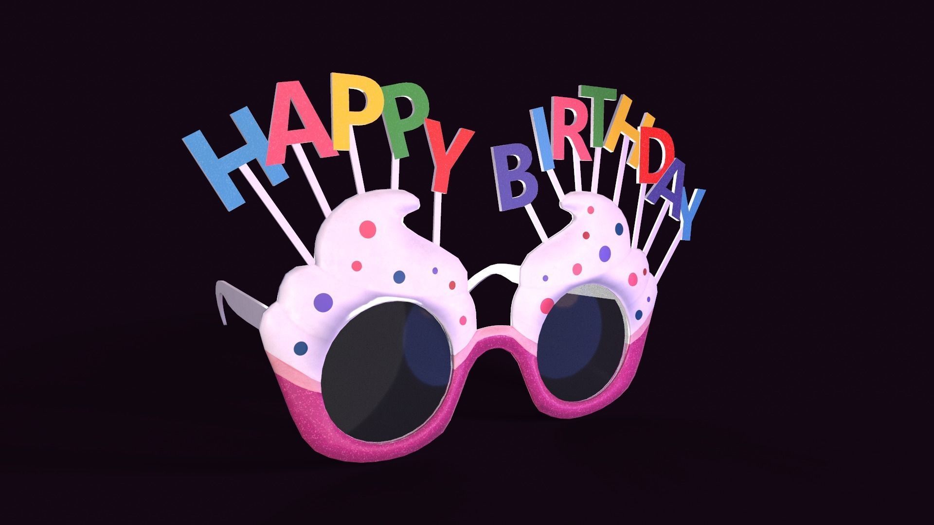 happy birthday sunglasses Low-poly 3D model_4
