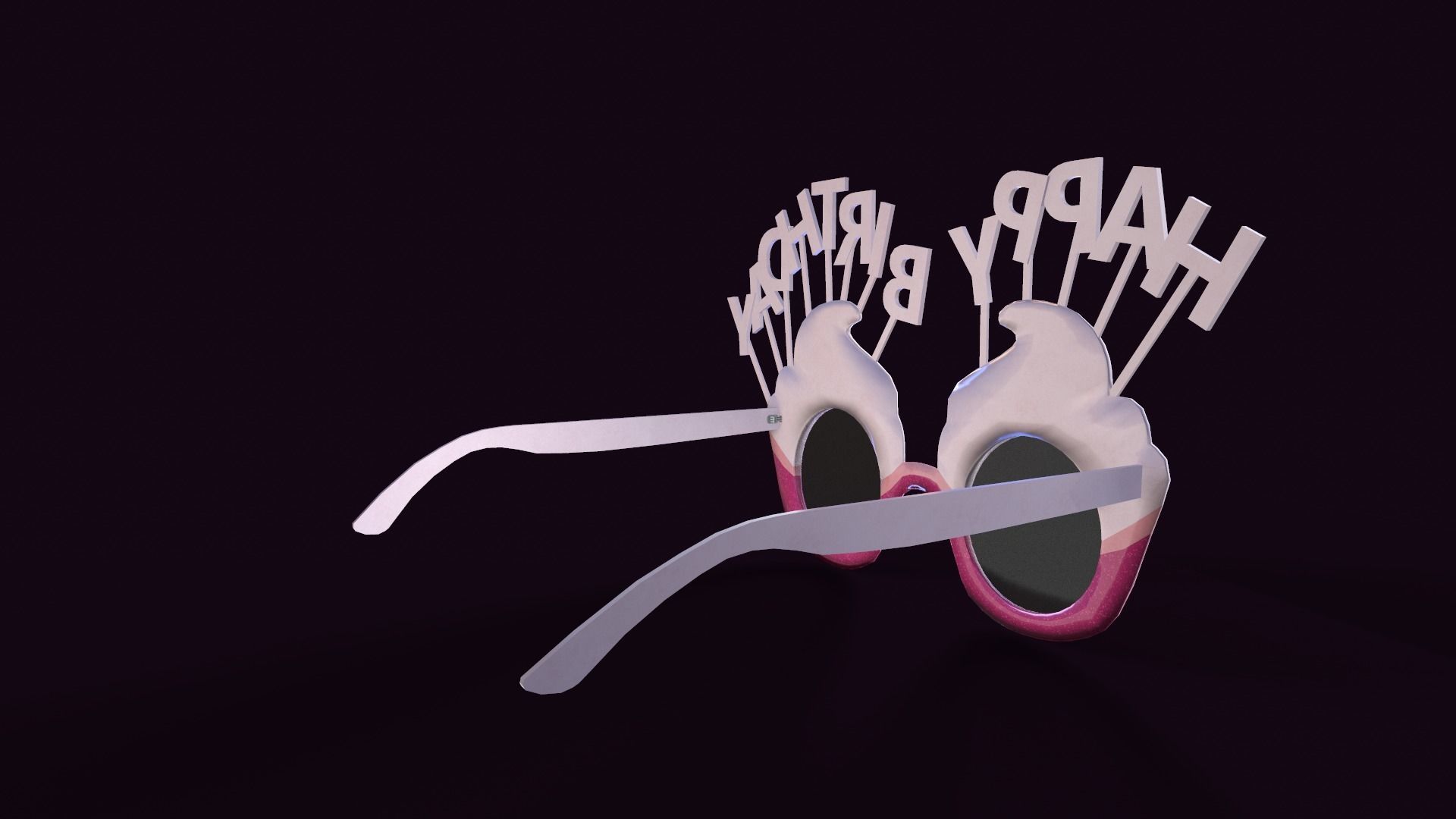 happy birthday sunglasses Low-poly 3D model_7