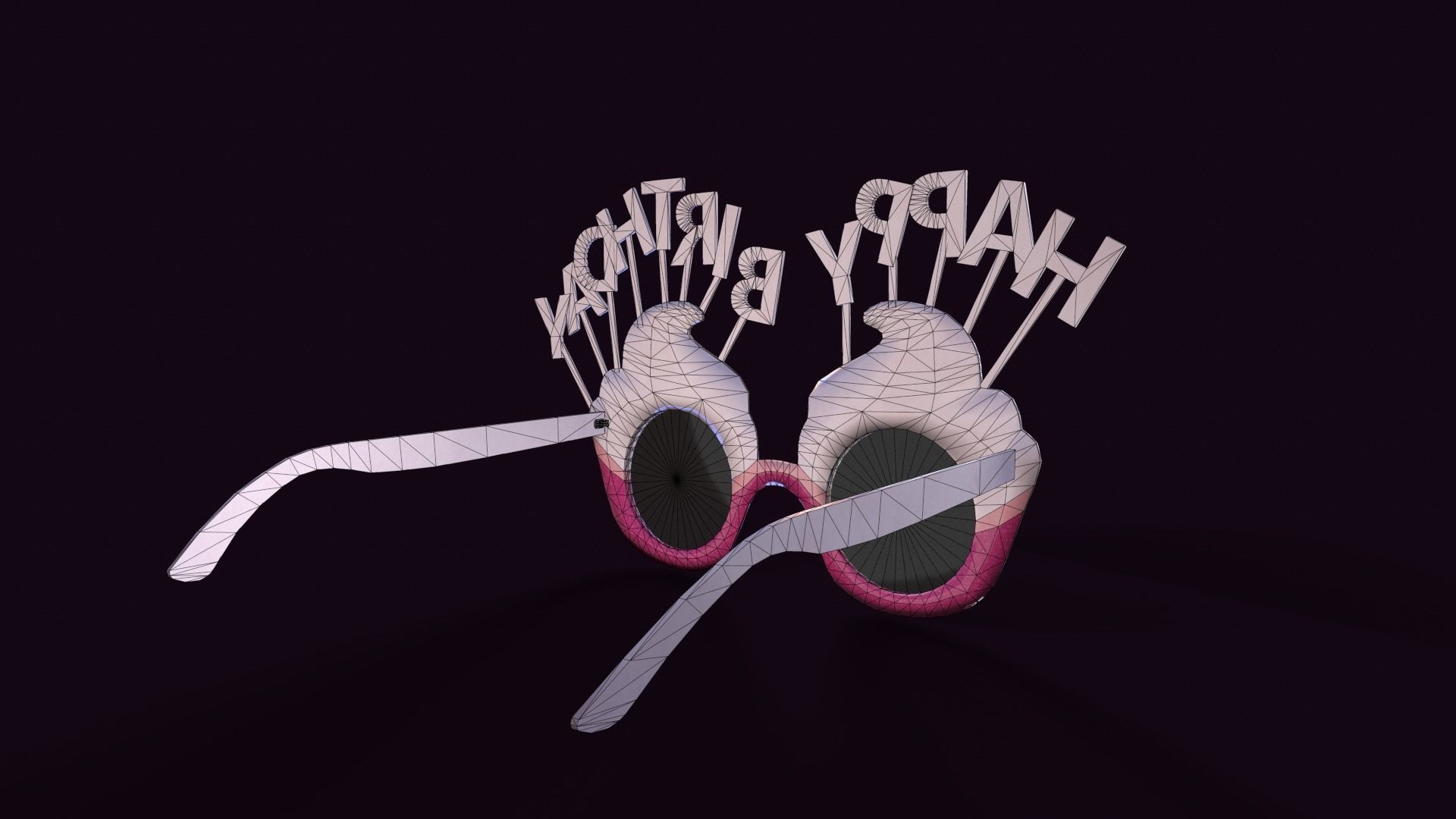 happy birthday sunglasses Low-poly 3D model_2