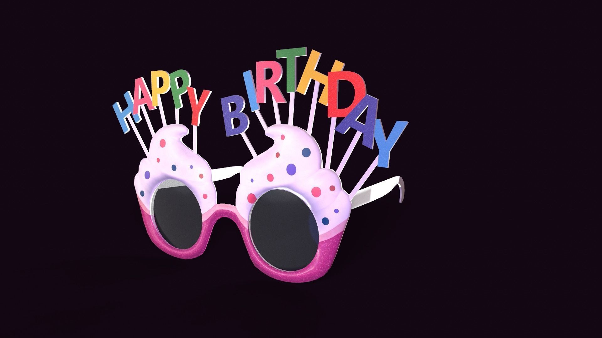 happy birthday sunglasses Low-poly 3D model_5
