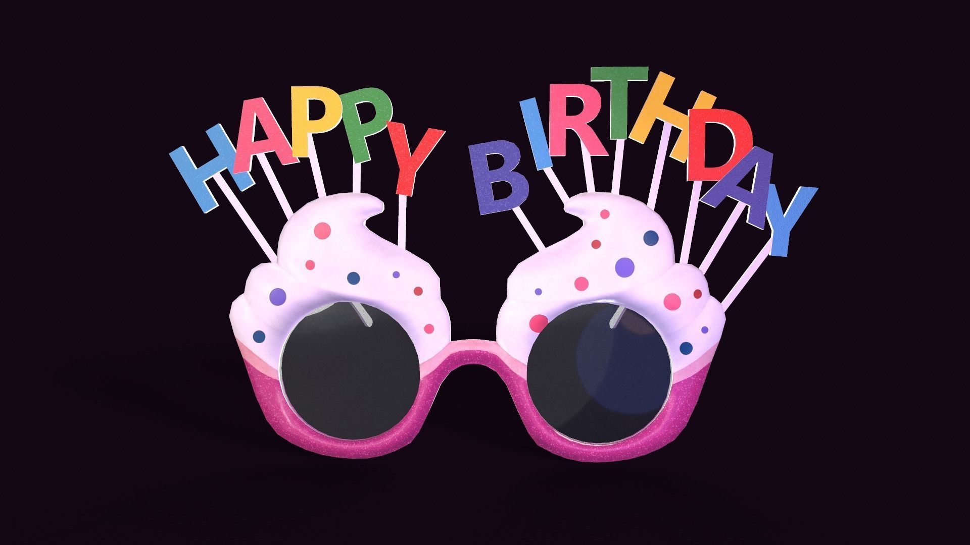happy birthday sunglasses Low-poly 3D model_3