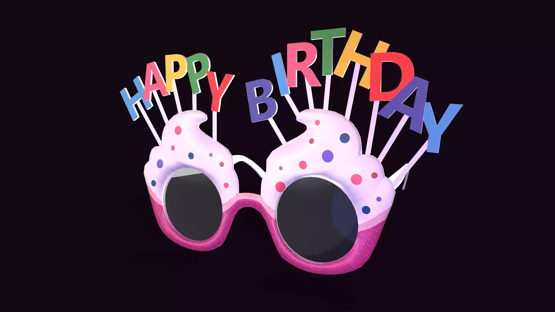 happy birthday sunglasses Low-poly 3D model_0