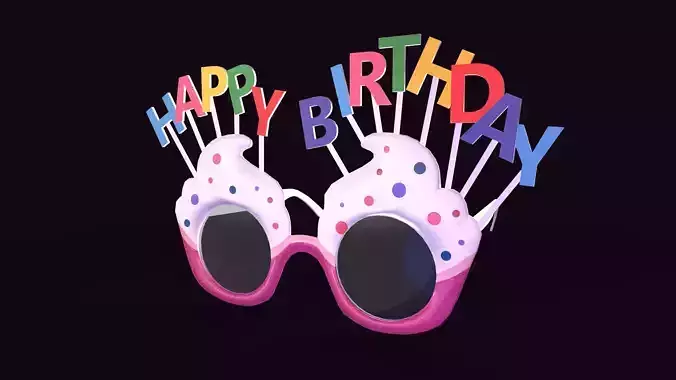 happy birthday sunglasses Low-poly 3D model