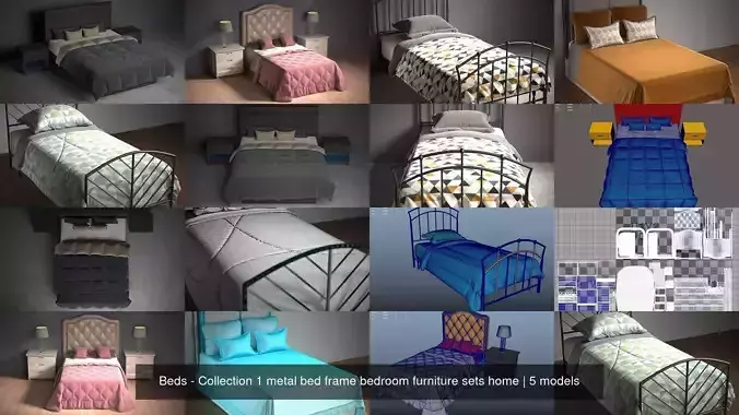 Beds - Collection 1 metal bed frame bedroom furniture sets home