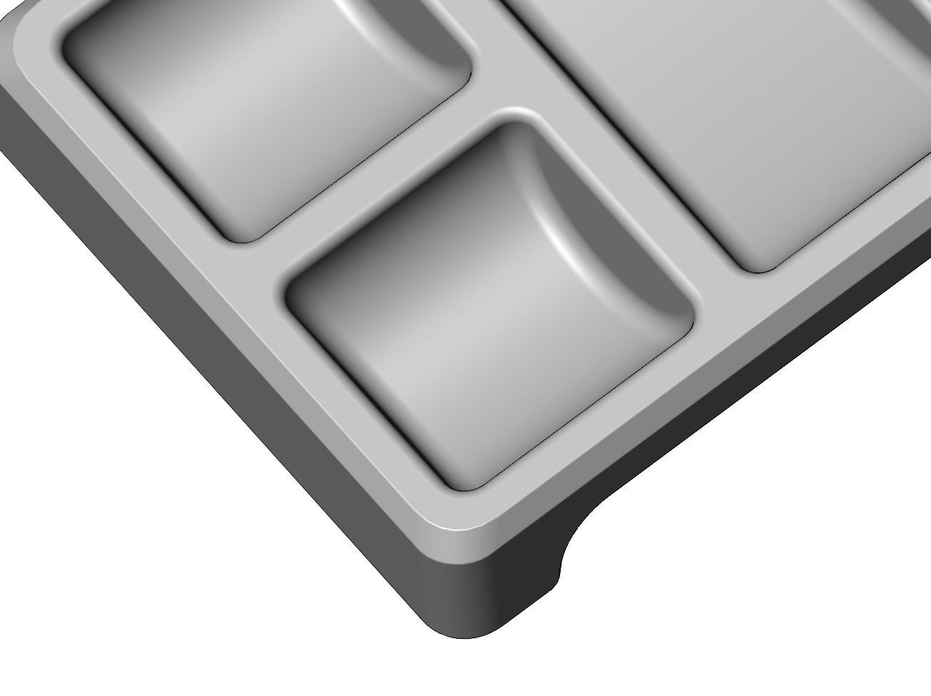 Square 3 pockets serving tray relief  3D print model_9