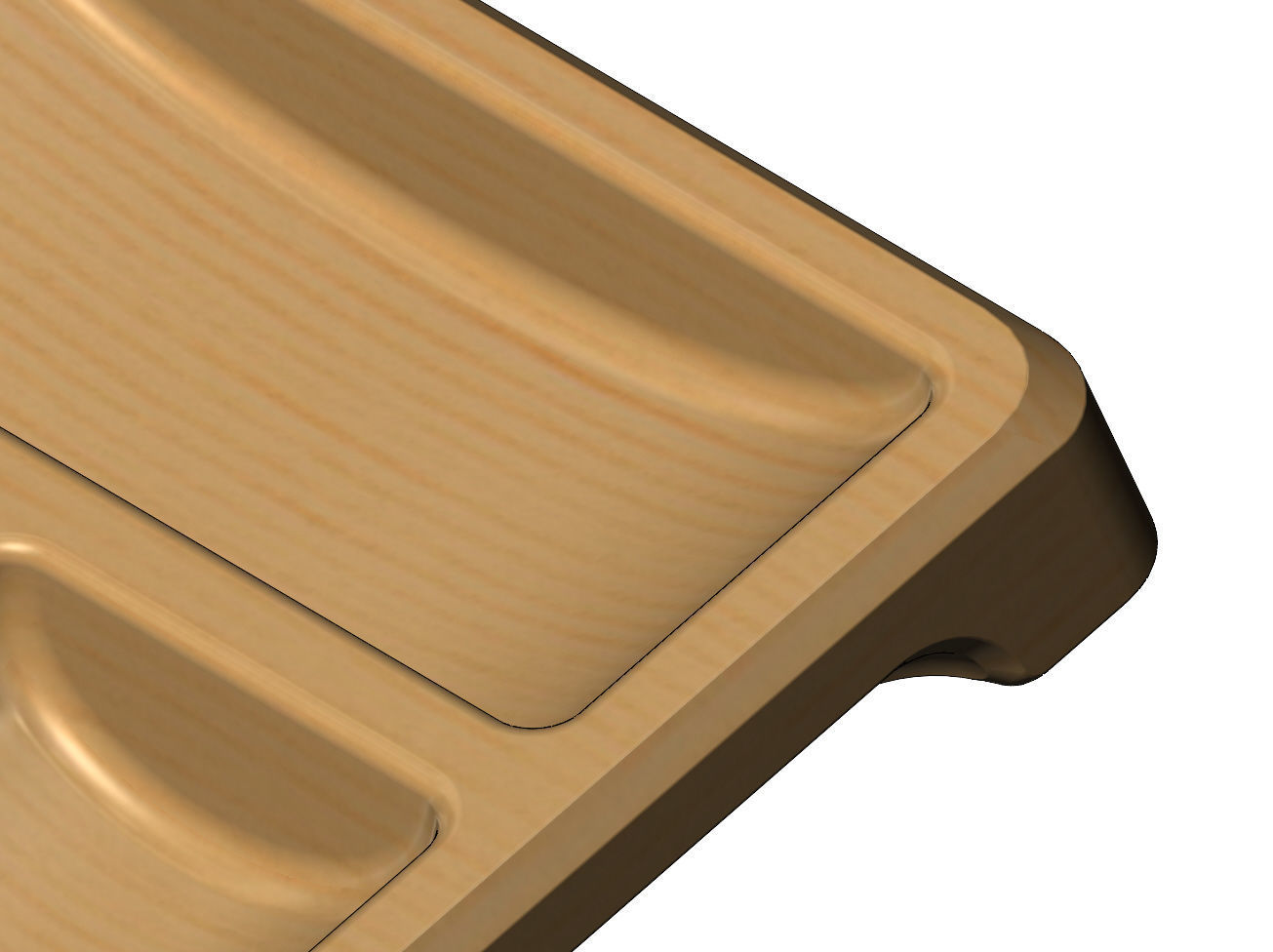 Square 3 pockets serving tray relief  3D print model_3