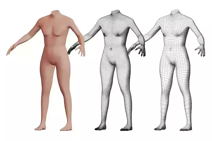 Character 27 High and Low-poly -  Body male 3D model