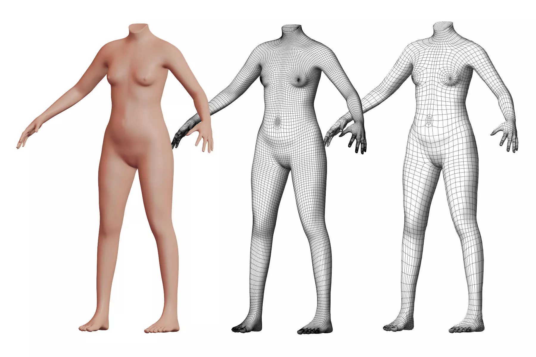 Character 30 High and Low-poly - Body female 3D model_0