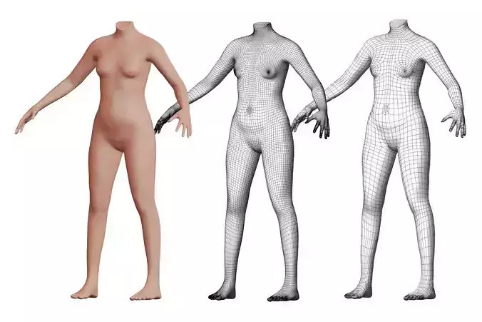 Character 30 High and Low-poly - Body female 3D model Character 30 High and Low-poly - Body female 3D model