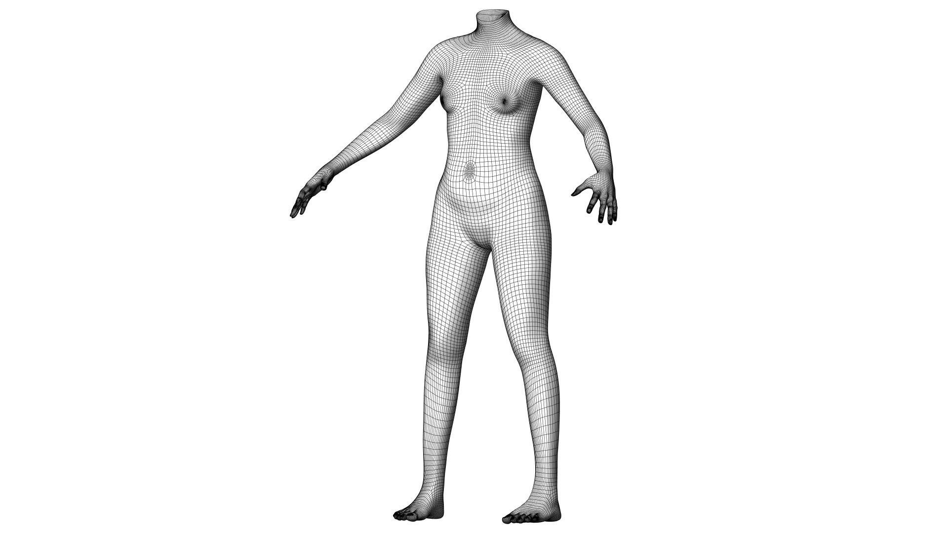 Character 30 High and Low-poly - Body female 3D model_3