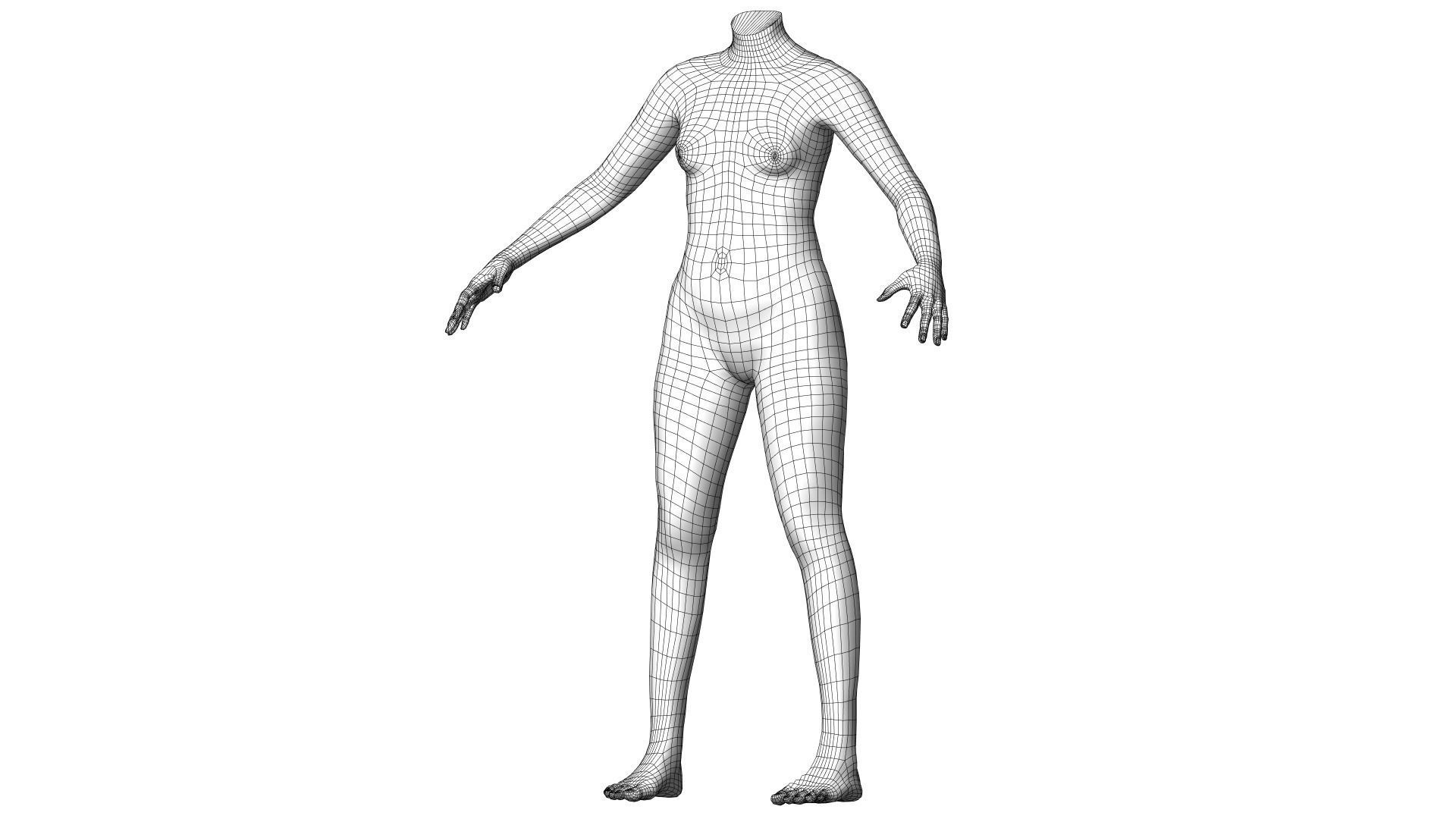 Character 30 High and Low-poly - Body female 3D model_4