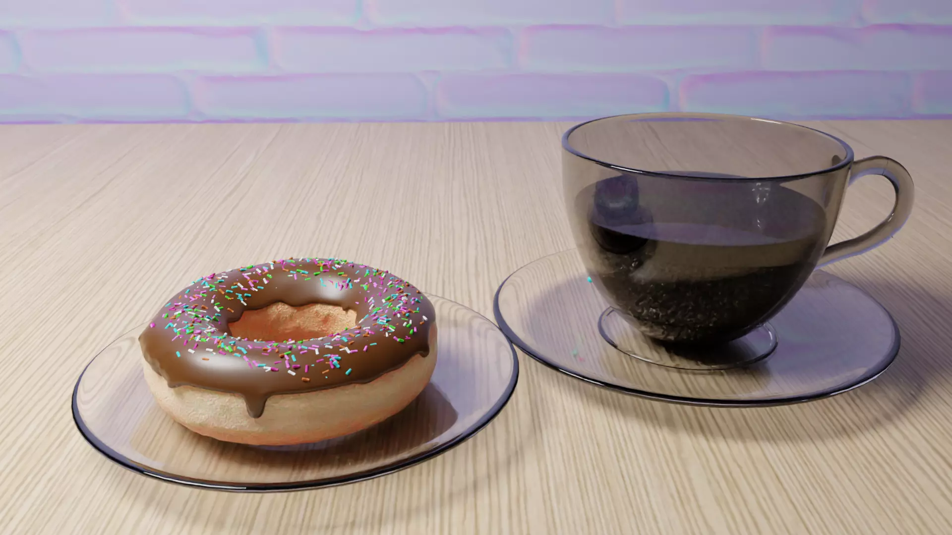 Doughnut and Coffee with animation 3D model_0