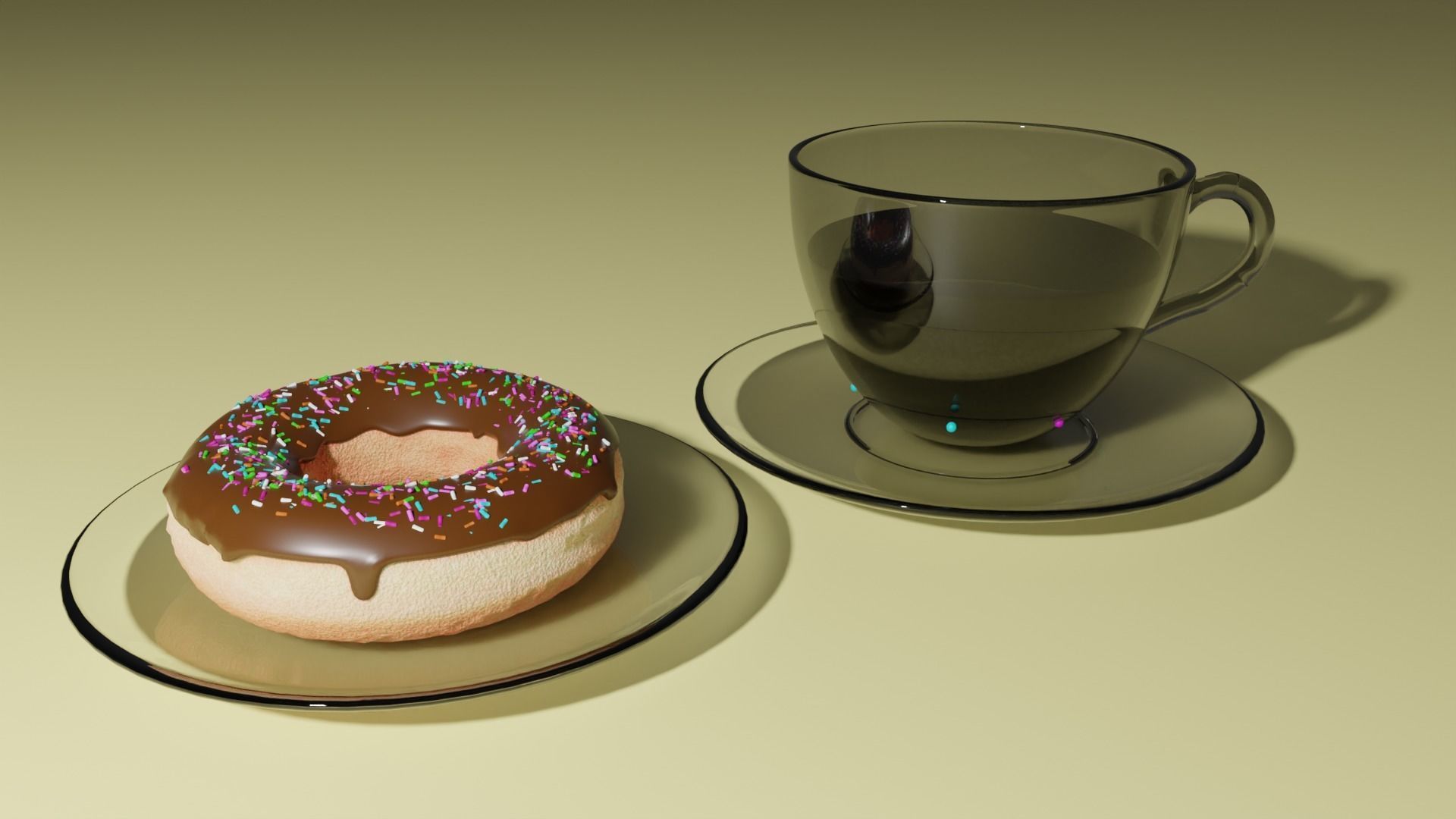 Doughnut and Coffee with animation 3D model_1