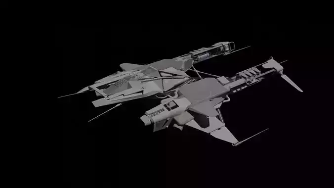 scifi fighter spaceship 3d model