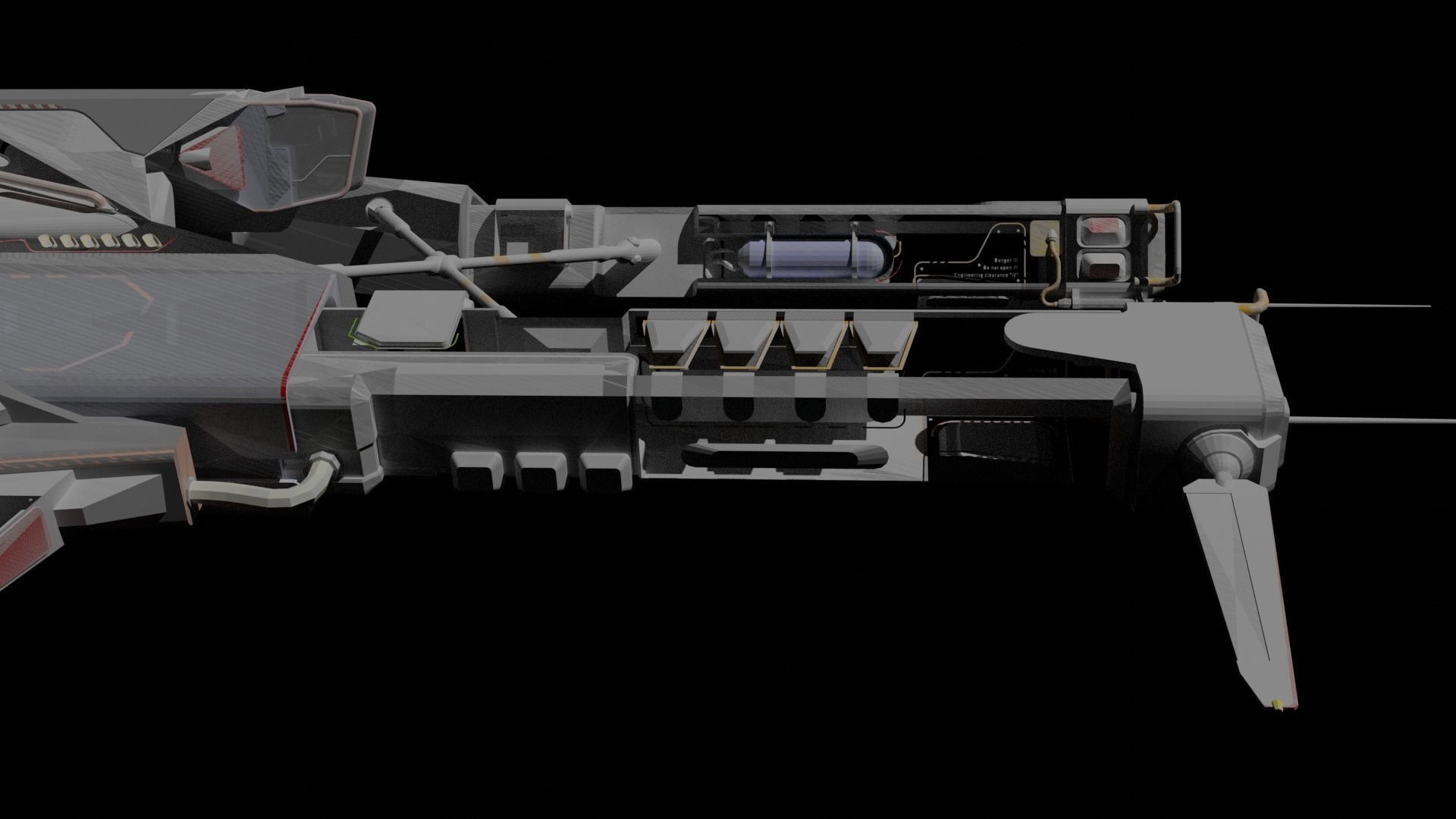 scifi fighter spaceship 3d model Low-poly 3D model_5