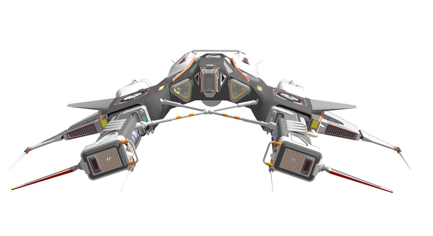 scifi fighter spaceship 3d model Low-poly 3D model_2