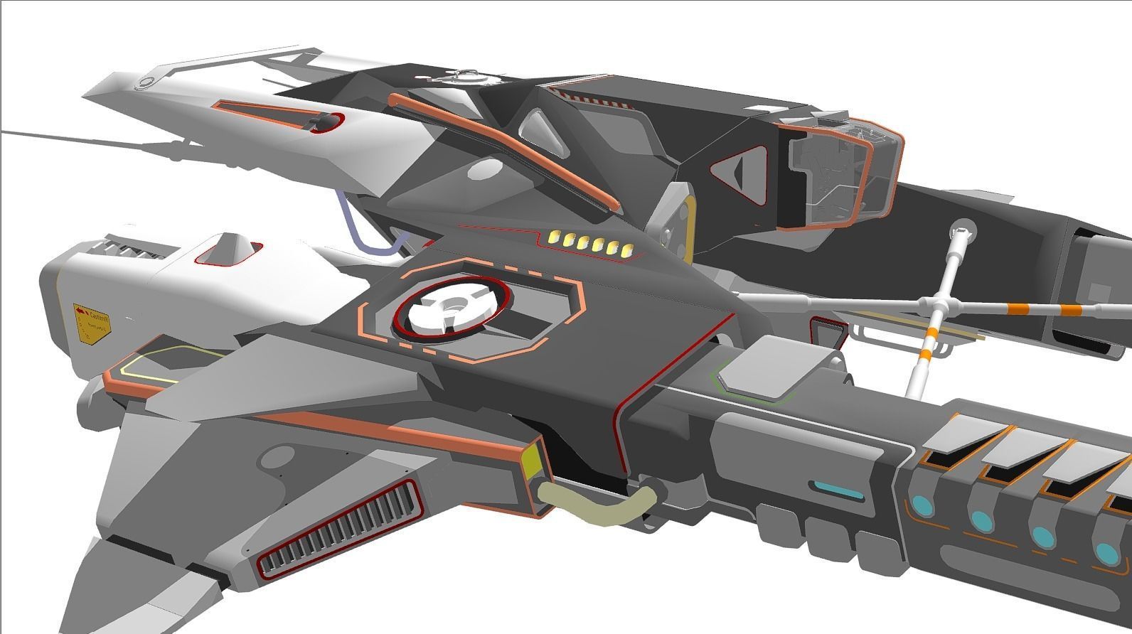 scifi fighter spaceship 3d model Low-poly 3D model_3