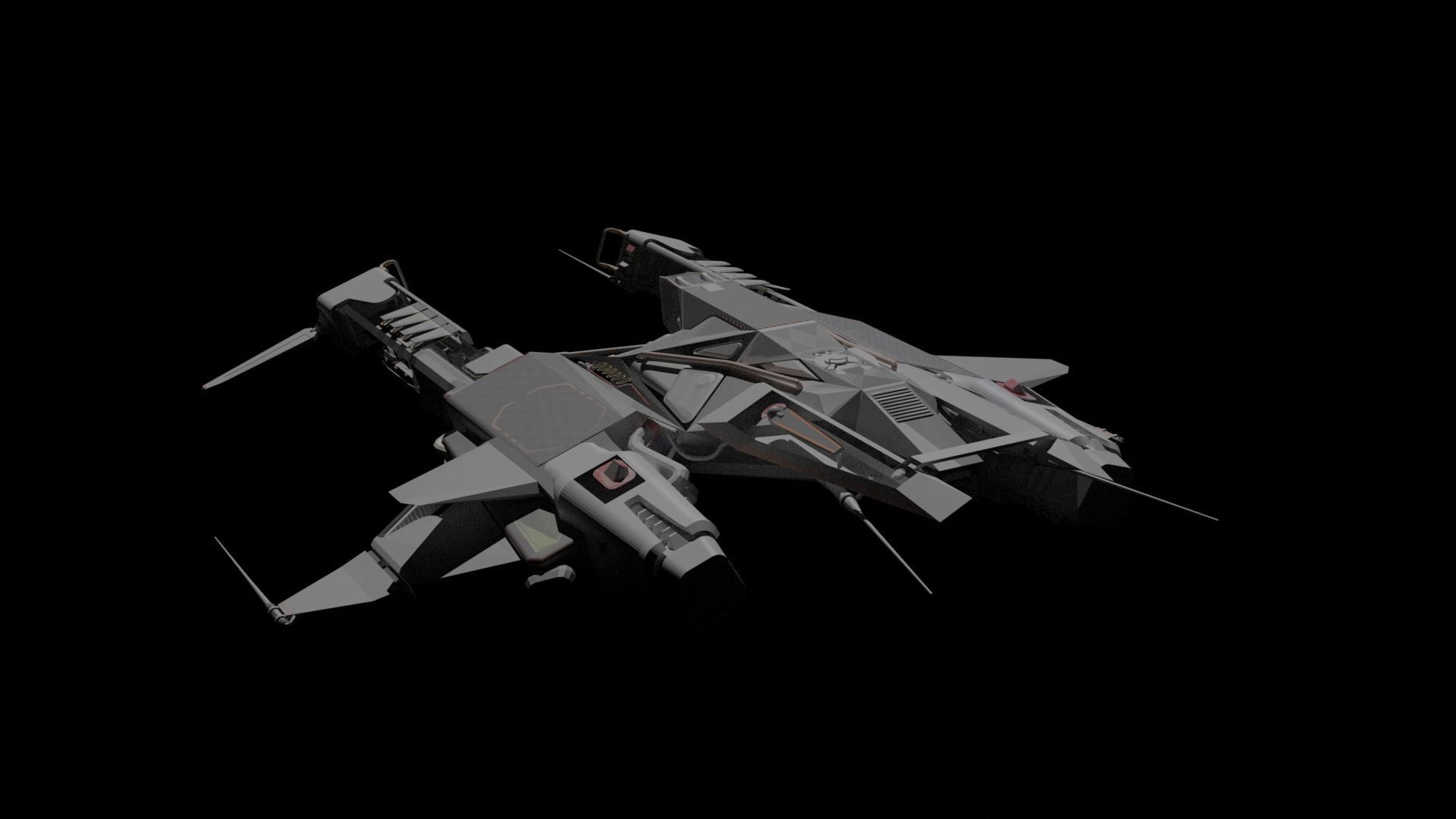 scifi fighter spaceship 3d model Low-poly 3D model_4