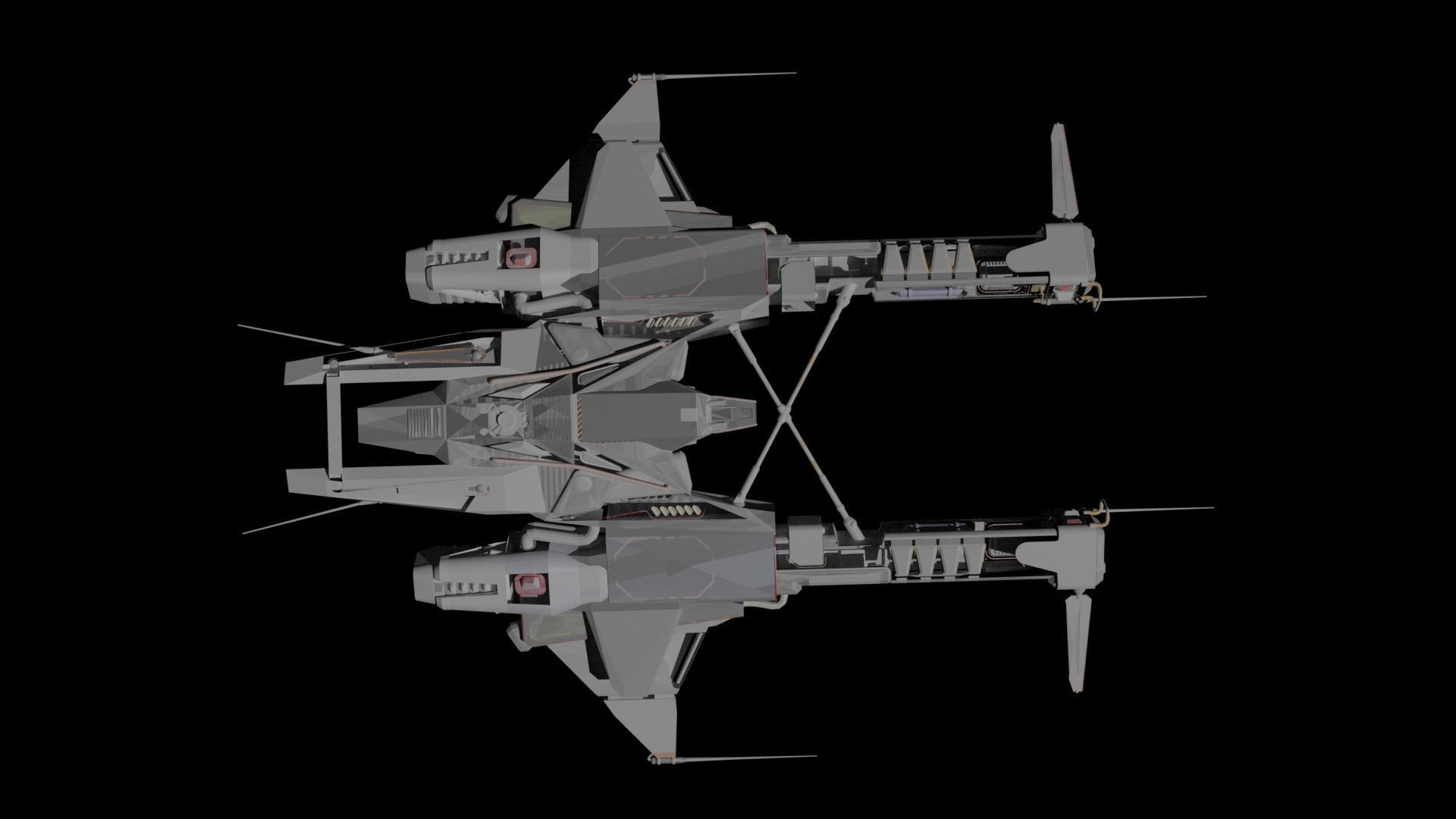 scifi fighter spaceship 3d model Low-poly 3D model_1