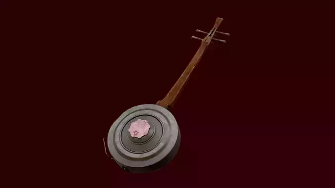 Banjo made from a mine Low-poly 3D model