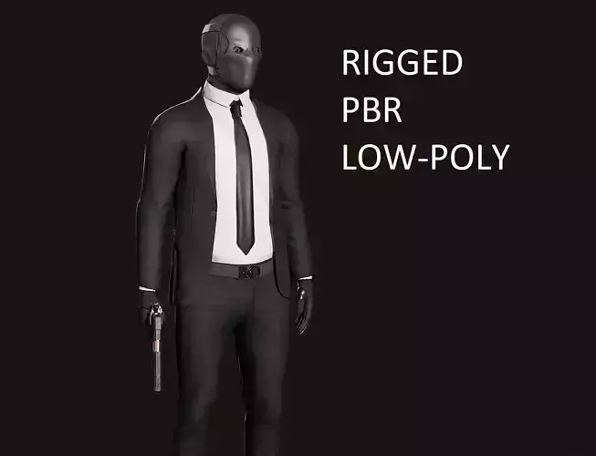 Masked Killer Game ready Low-poly 3D model