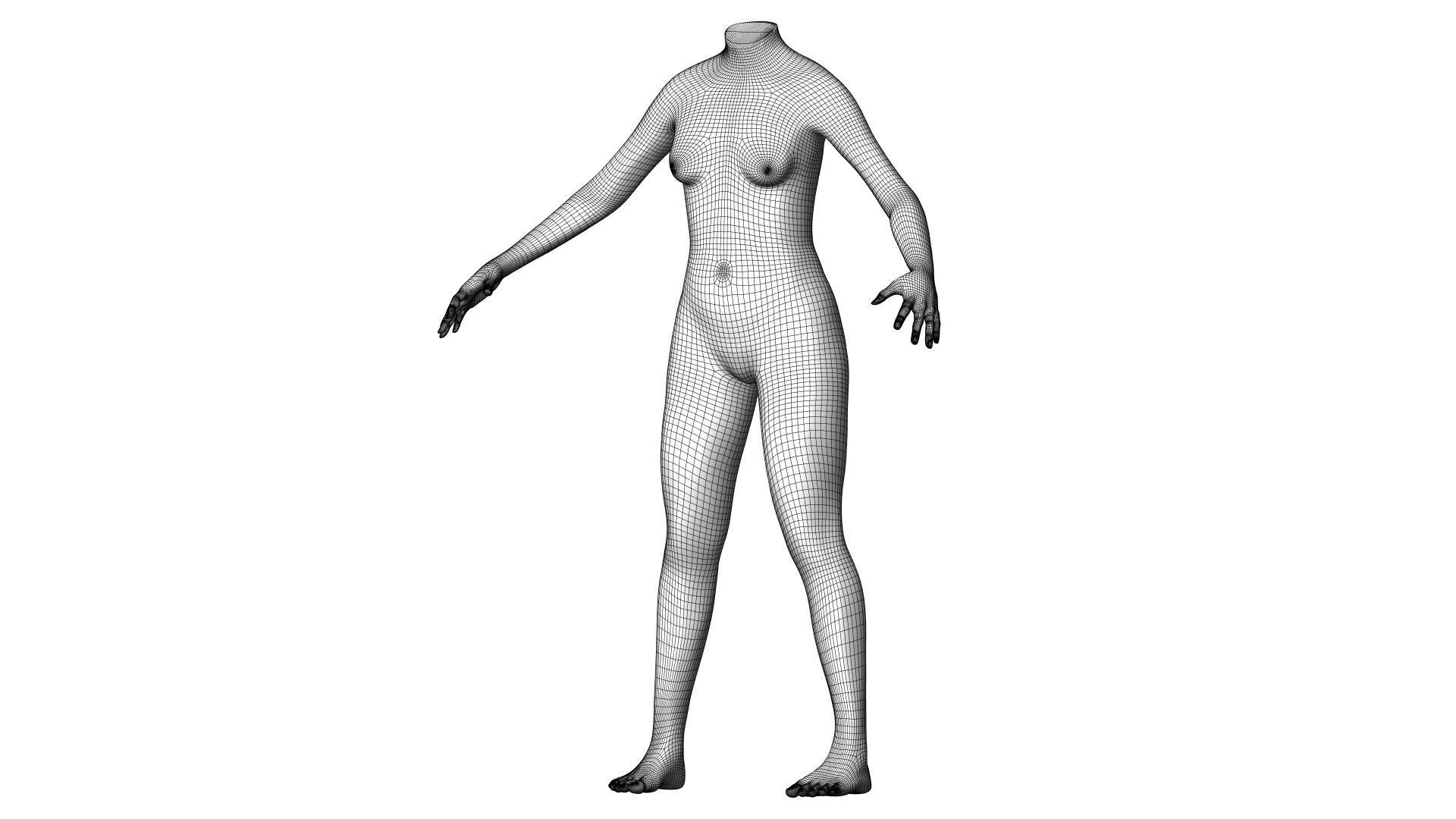 Character 34 High and Low-poly - Body female 3D model_3
