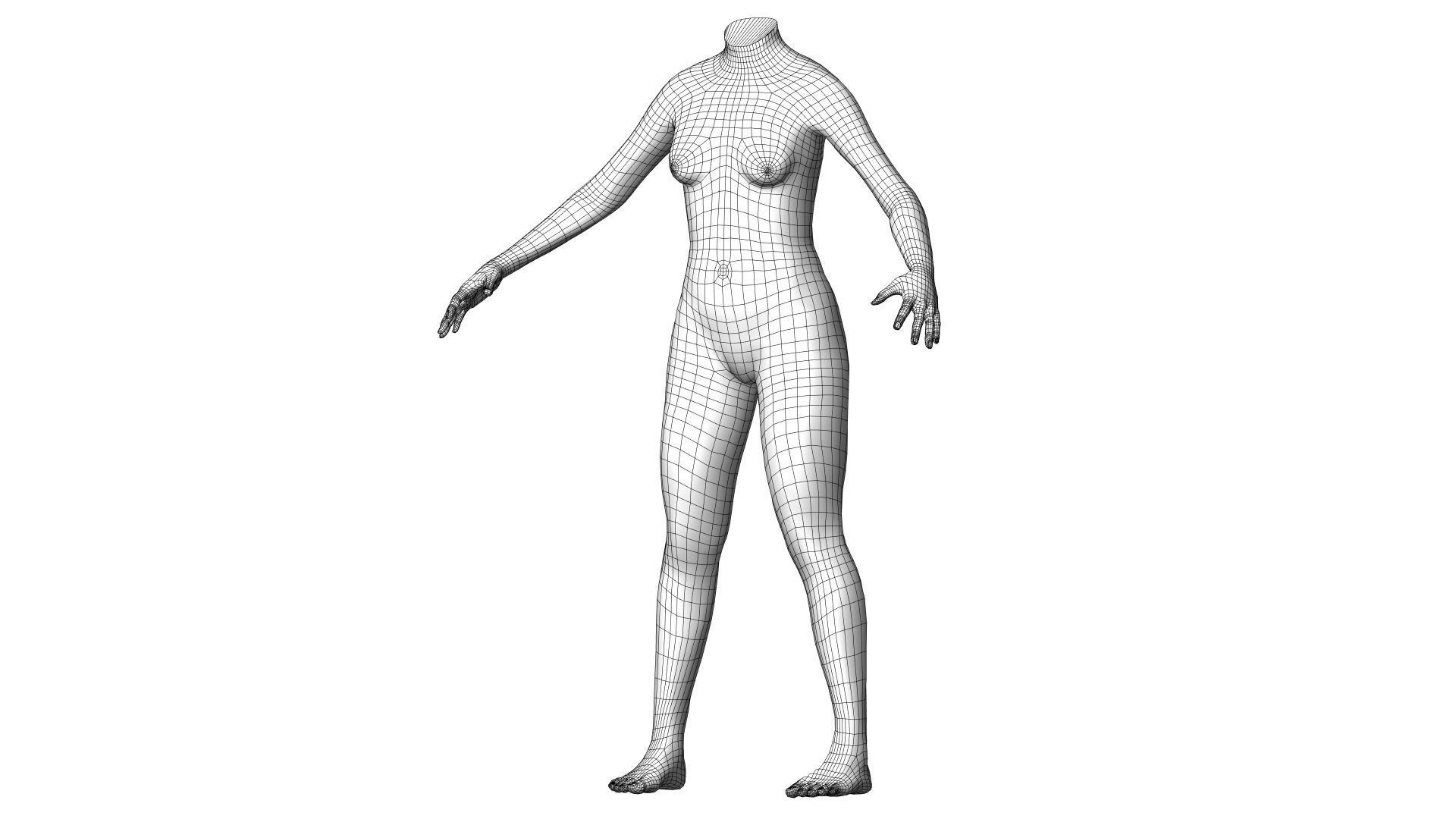 Character 34 High and Low-poly - Body female 3D model_2