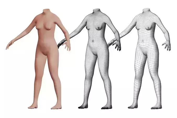 Character 34 High and Low-poly - Body female 3D model Character 34 High and Low-poly - Body female 3D model