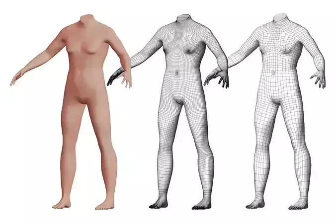 Character 35 High and Low-poly -  Body male