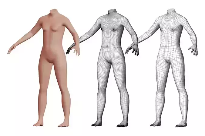 Character 37 High and Low-poly -  Body male 3D model