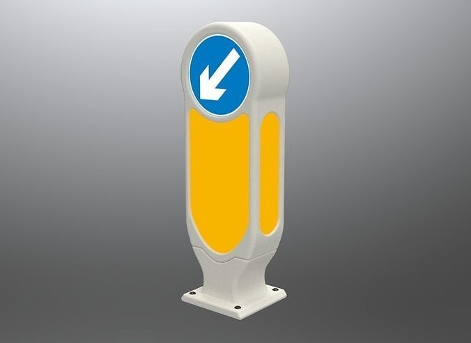 Traffic Island Bollard  Low-poly 3D model