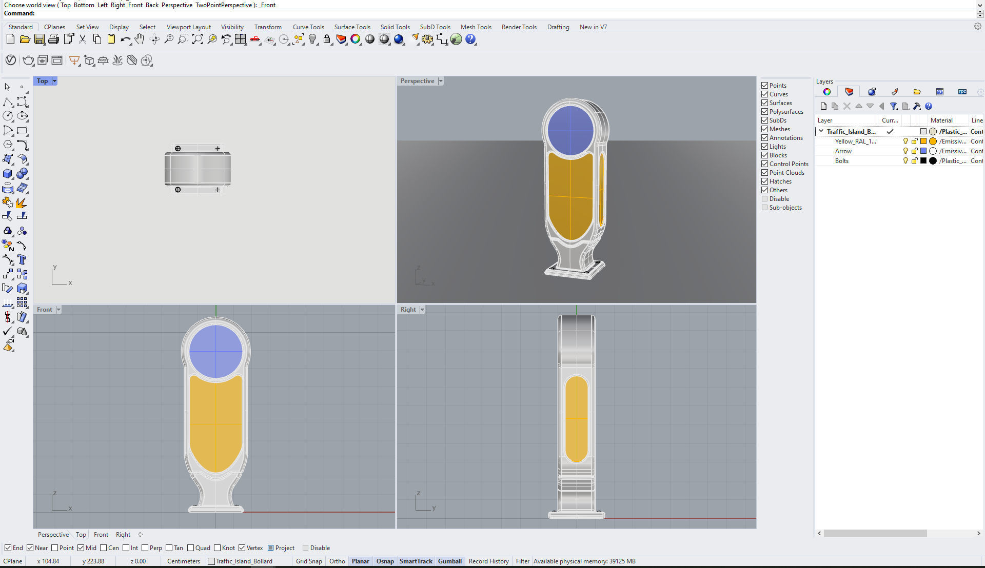 Traffic Island Bollard  Low-poly 3D model_4