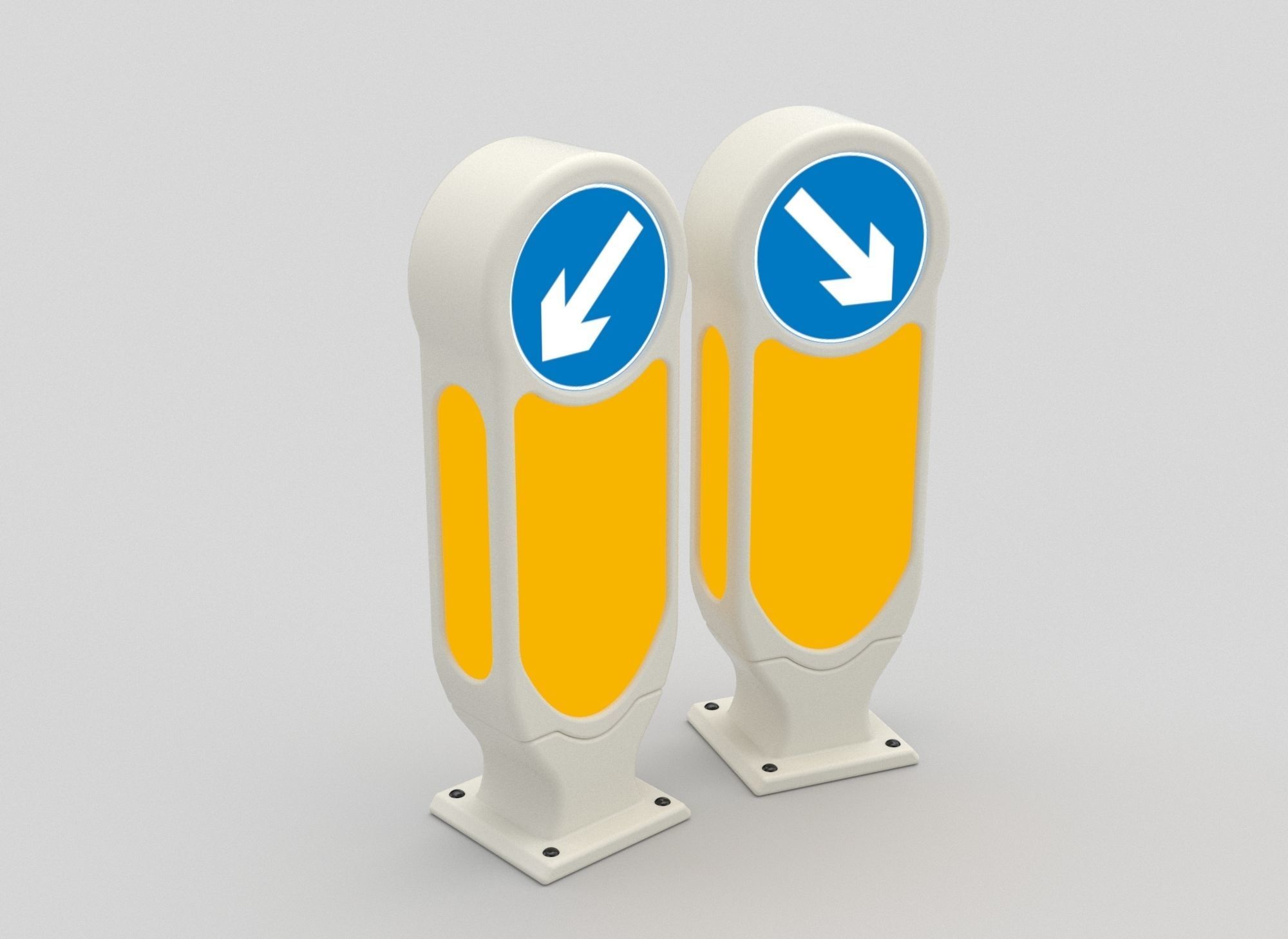 Traffic Island Bollard  Low-poly 3D model_10