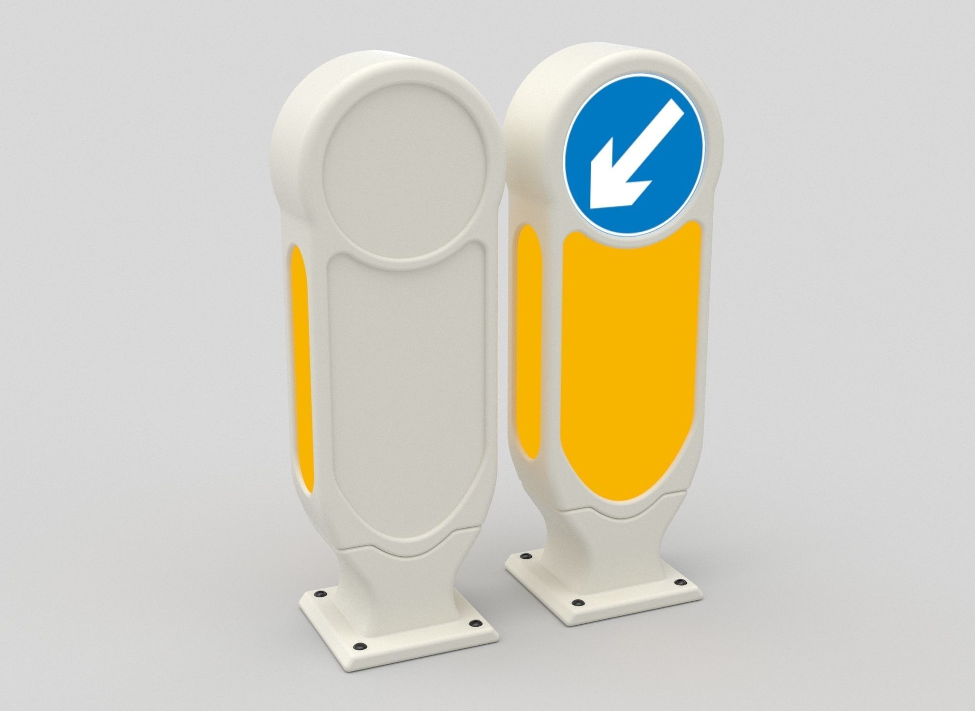 Traffic Island Bollard  Low-poly 3D model_8