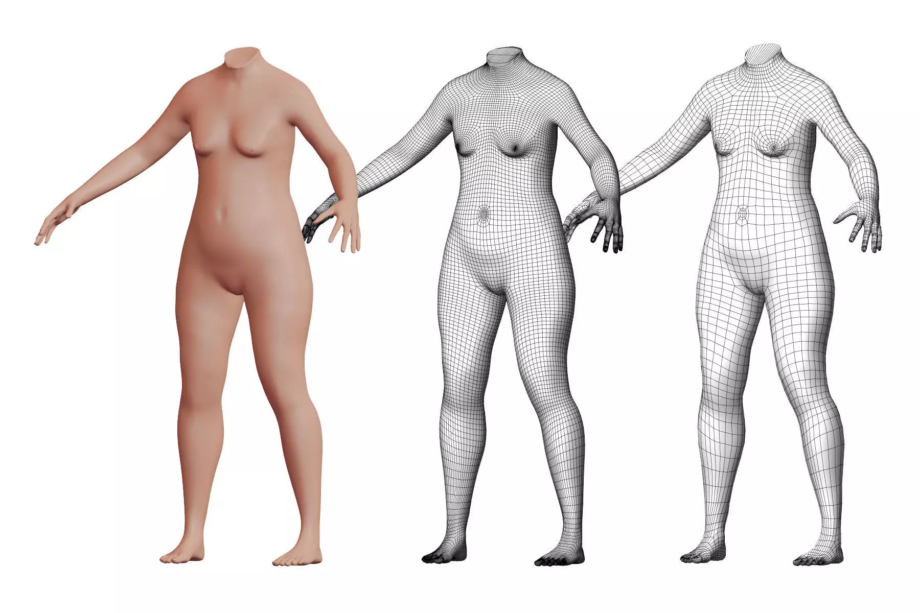 Character 38 High and Low-poly - Body female 3D model_0