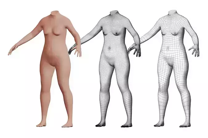 Character 38 High and Low-poly - Body female 3D model Character 38 High and Low-poly - Body female 3D model