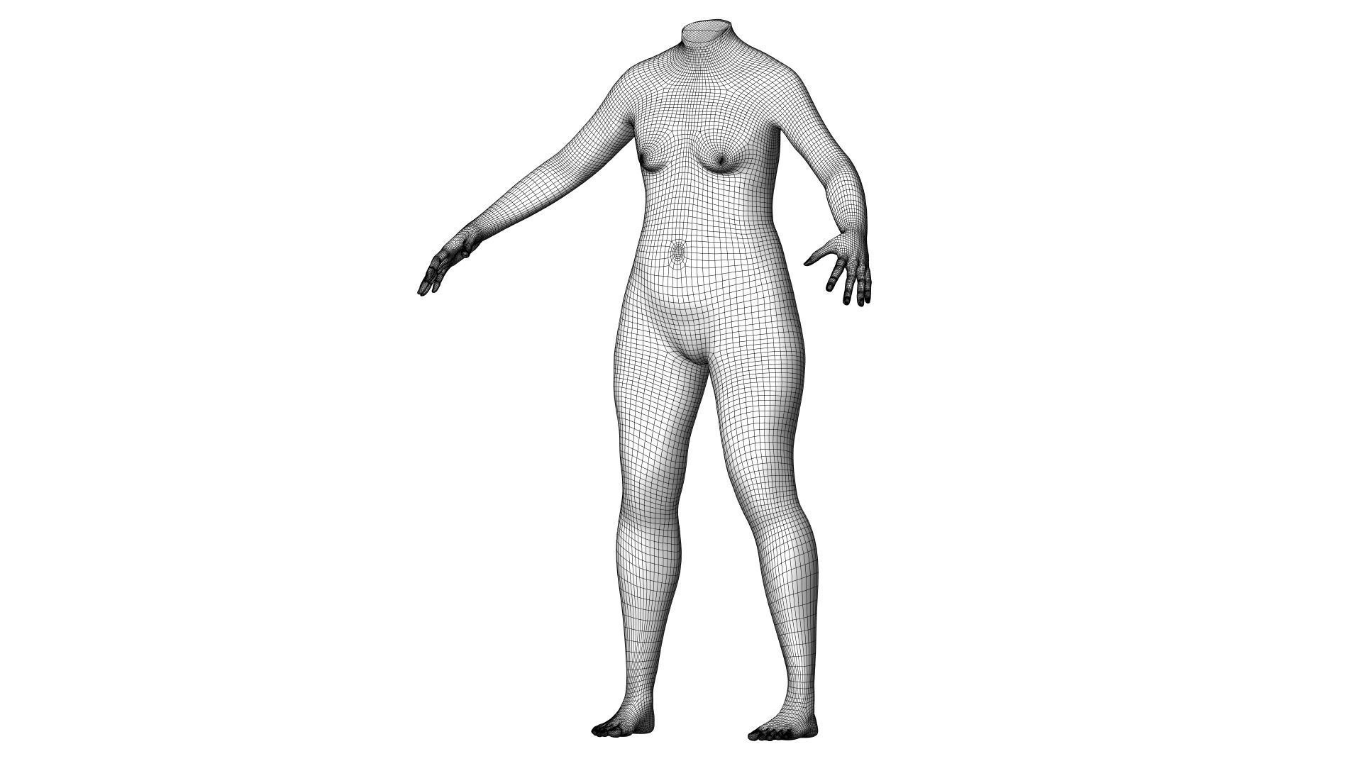 Character 38 High and Low-poly - Body female 3D model_3