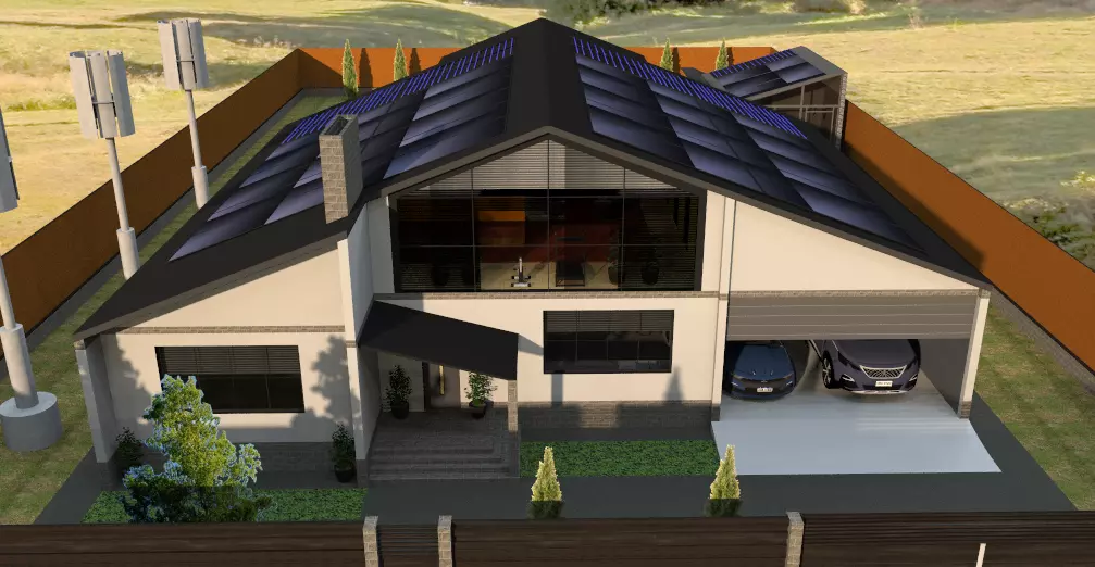 two-storey cottage 3D model_0