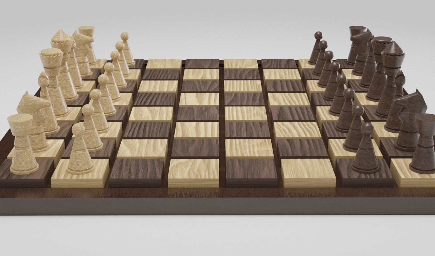 Wooden Chess Low-poly 3D model_2