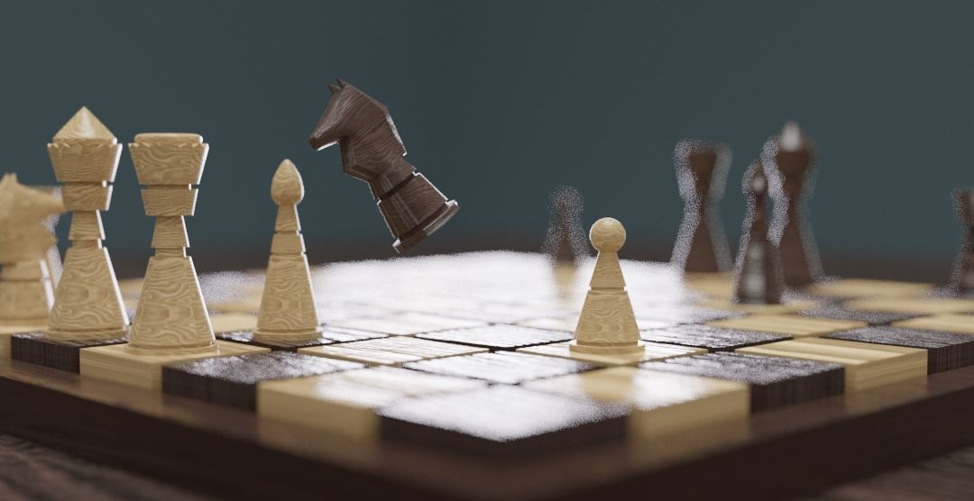 Wooden Chess Low-poly 3D model_5