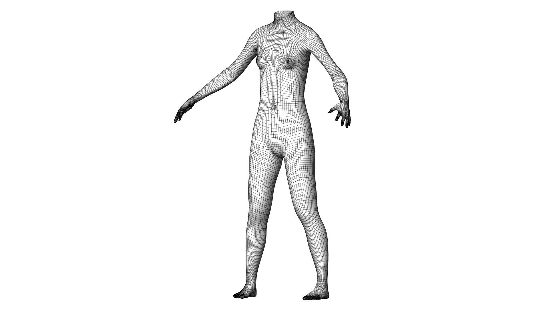 Character 40 High and Low-poly -  Body female 3D model_3