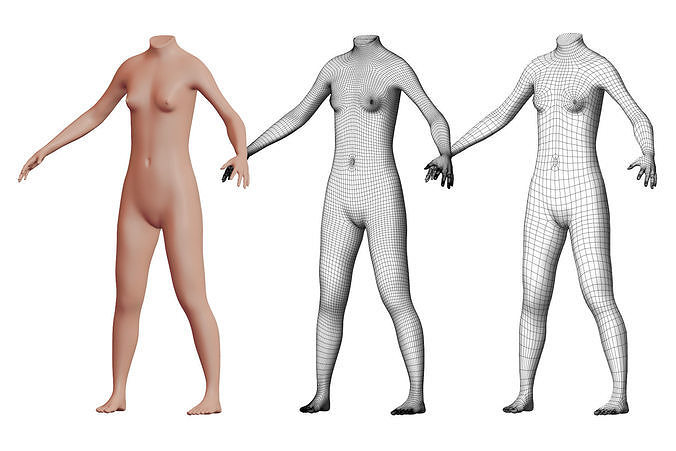 Character 40 High and Low-poly -  Body female 3D model