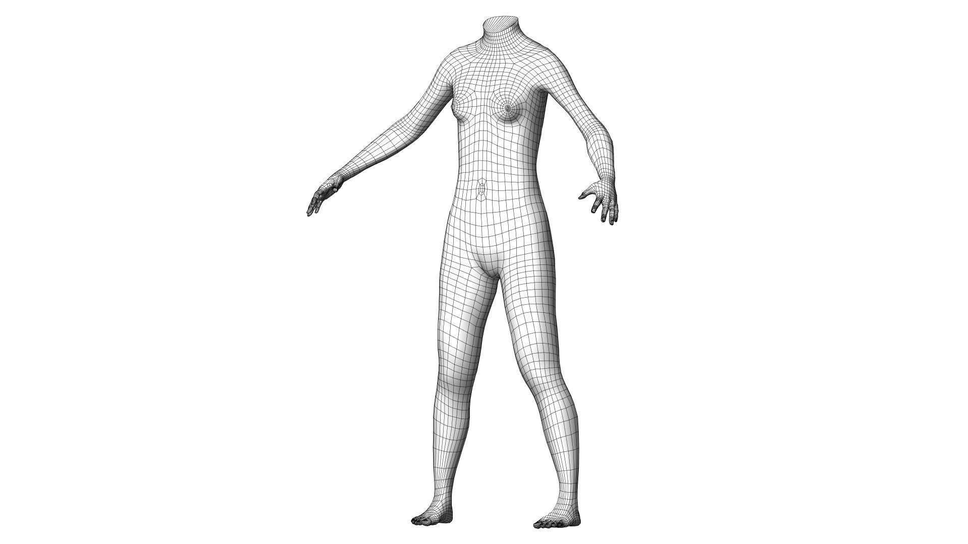 Character 40 High and Low-poly -  Body female 3D model_4