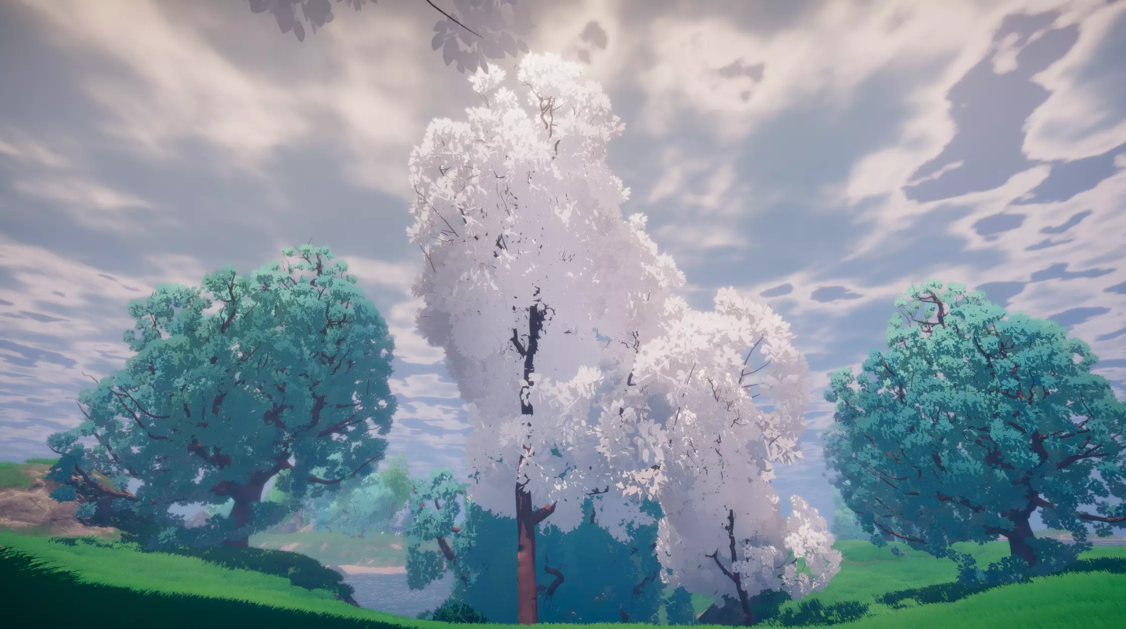 Stylized trees and rocks 3D model_0