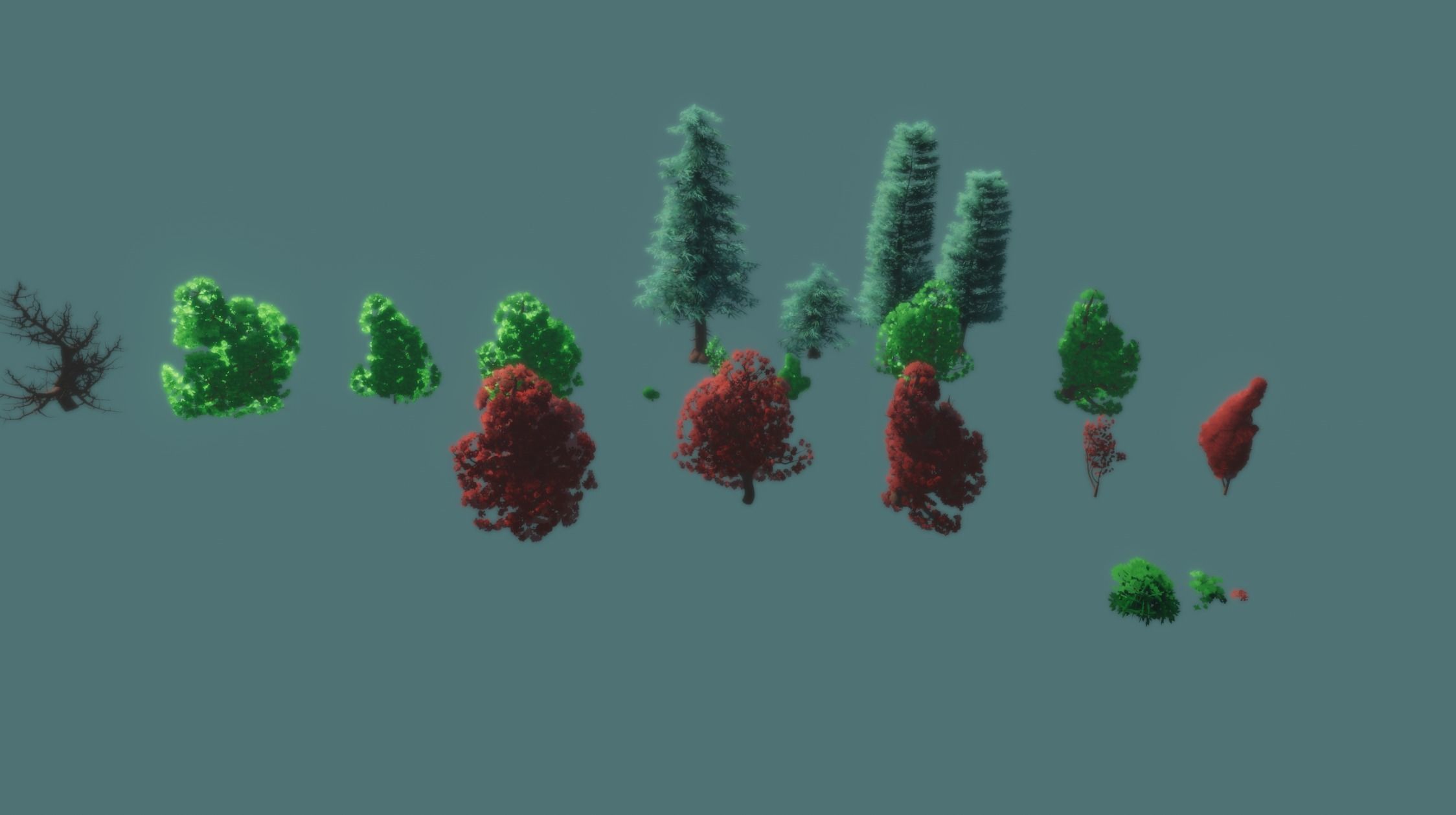 Stylized trees and rocks 3D model_8