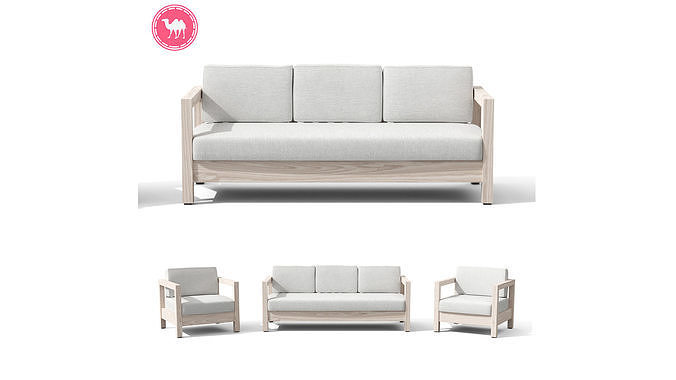 Arca Driftwood Gray Sofa Set Low-poly 3D model