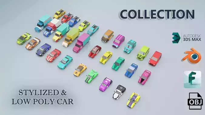 Stylized low poly car