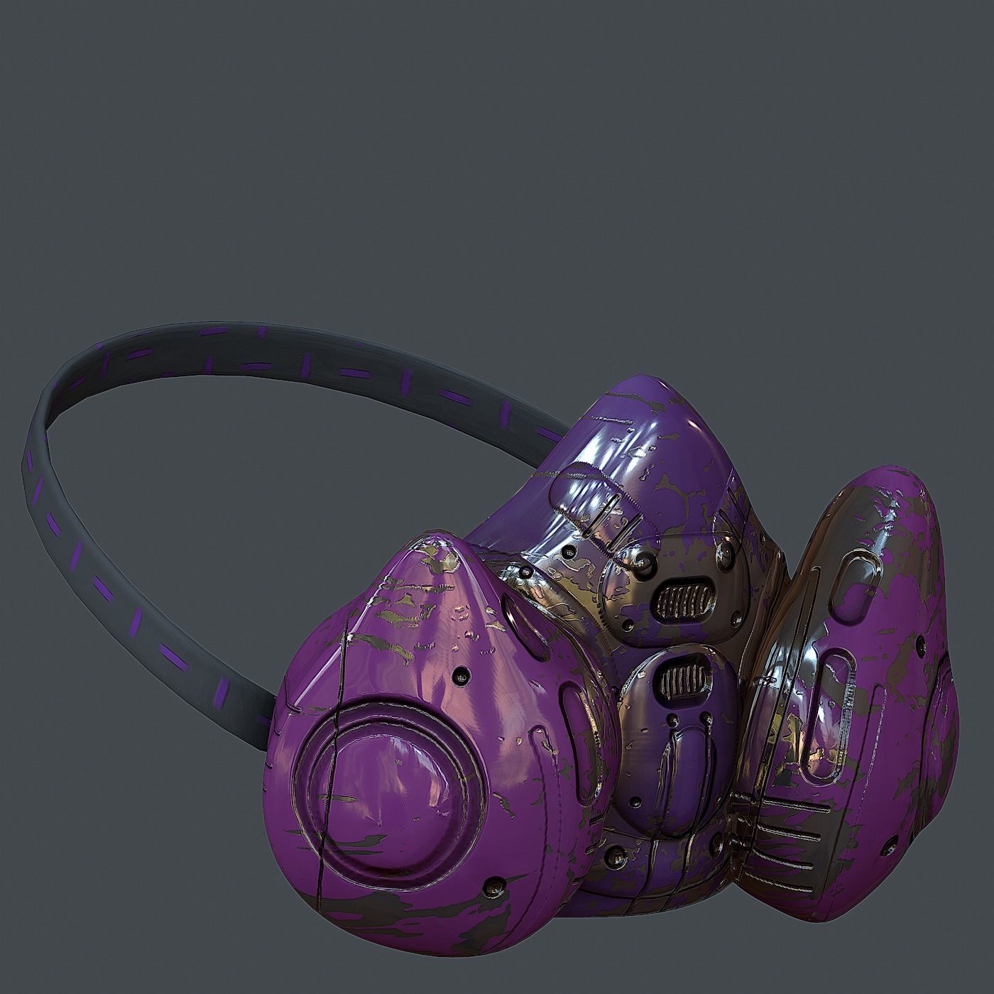 Gas mask helmet 3d model scifi Low-poly 3D model_5